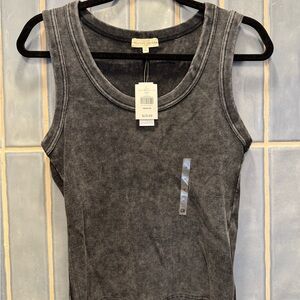 NWT Buckle Washed Black Ribbed Tank Top